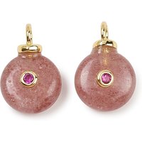 Natural Strawberry Quartz Pendants with Brass Micro Pave Findings