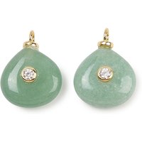 Natural Green Aventurine Teardrop Pendants with Gold Plating