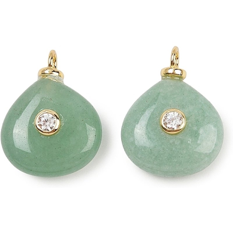 Pendants en Aventurine Verte en Forme de Goutte avec Plaquage en Or — Breloques et pendentifs