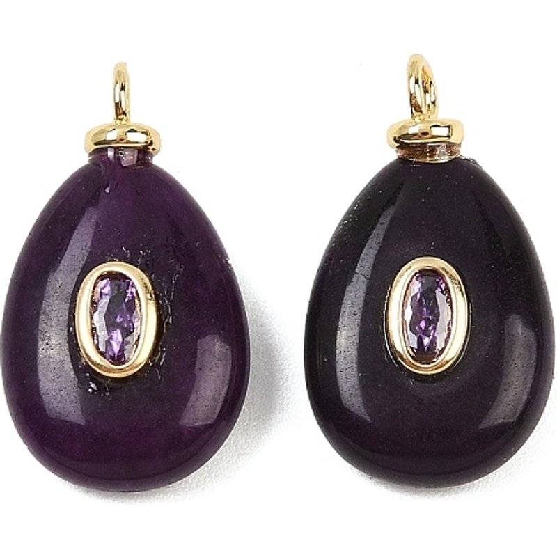 Dyed Natural White Jade Teardrop Pendants with Brass Findings — Charms & Pendants
