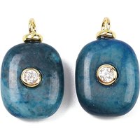 Dyed Natural Blue Agate Rectangle Charms with 18K Gold Plating — Charms & Pendants