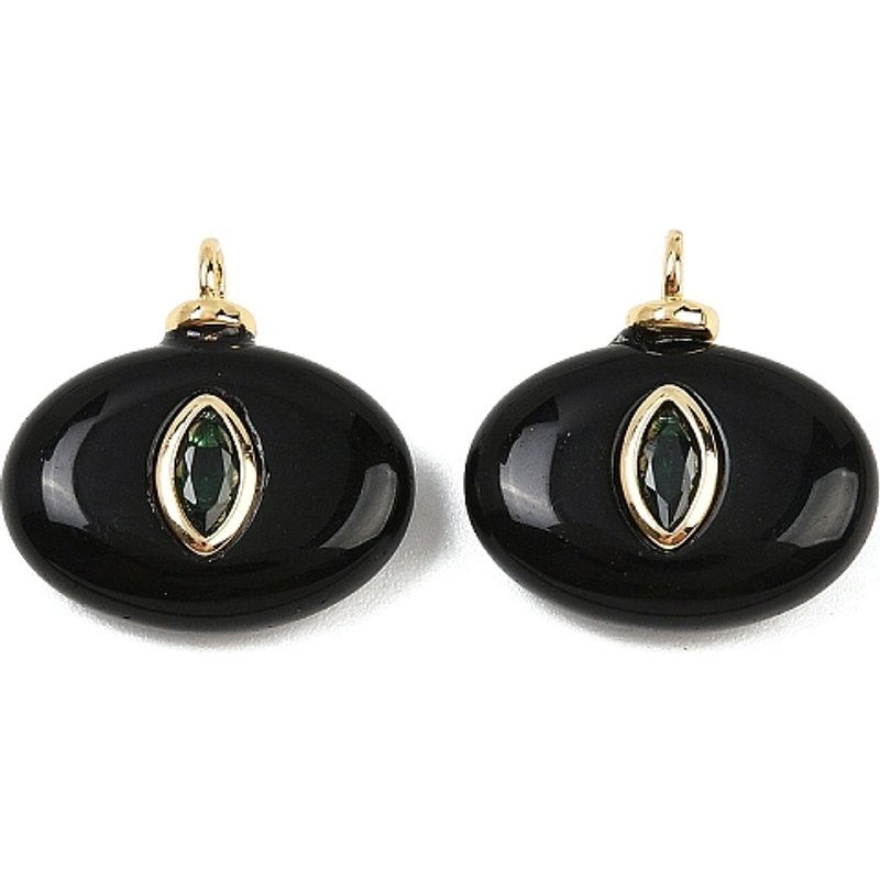 Charms en Onyx Noir Naturel avec Plaquage en Or 18K — Breloques et pendentifs