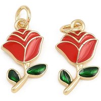 Brass Enamel Flower Pendant with 18K Gold Plating — Charms & Pendants