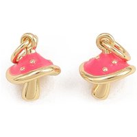 Charms en Émail en Laiton, Champignon avec Plaquage en Or 18K — Breloques et pendentifs
