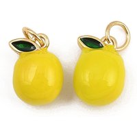 Brass Enamel Pear Charm with 18K Gold Plating and Jump Ring — Charms & Pendants