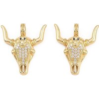 Brass Micro Pave Cubic Zirconia Cow Head Charms, 18K Gold Plated — Charms & Pendants