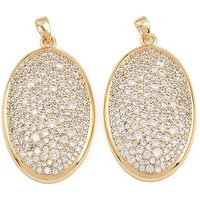Brass Micro Pave Cubic Zirconia Oval Charms, 18K Gold Plated — Charms & Pendants