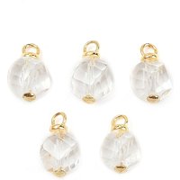 Pendants en cristal de quartz naturel avec boucles en laiton, plaqué or 18K — Breloques et pendentifs