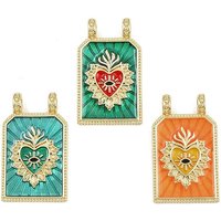 Pendentif en Émail en Laiton avec Sacré-Cœur, Plaqué Or 18K — Breloques et pendentifs