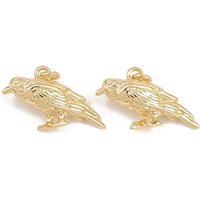 Pendentif Oiseau en Laiton, Plaqué Or 18K, Sans Cadmium ni Plomb — Breloques et pendentifs