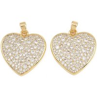 Brass Micro Pave Cubic Zirconia Heart Charms, 18K Gold Plated — Charms & Pendants