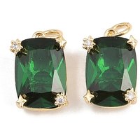 Brass Rectangle Pendant with Cubic Zirconia, 18K Gold Plated — Charms & Pendants