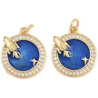 Brass Micro Pave Cubic Zirconia Planet with Rocket Charms — Charms & Pendants