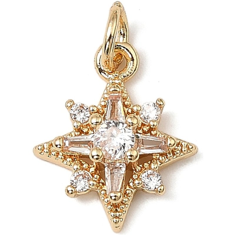 Charm en laiton avec zircon cubique micro pave, étoile plaquée or 14K — Breloques et pendentifs