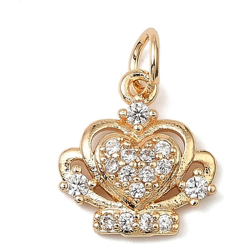 Charm Couronne en Zircon Cubique Micro Pave, Plaqué Or 14K — Breloques et pendentifs