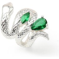 Brass Pave Cubic Zirconia Snake Beads, Large Hole, Silver