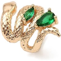Brass Pave Cubic Zirconia Snake Beads, Large Hole, Golden