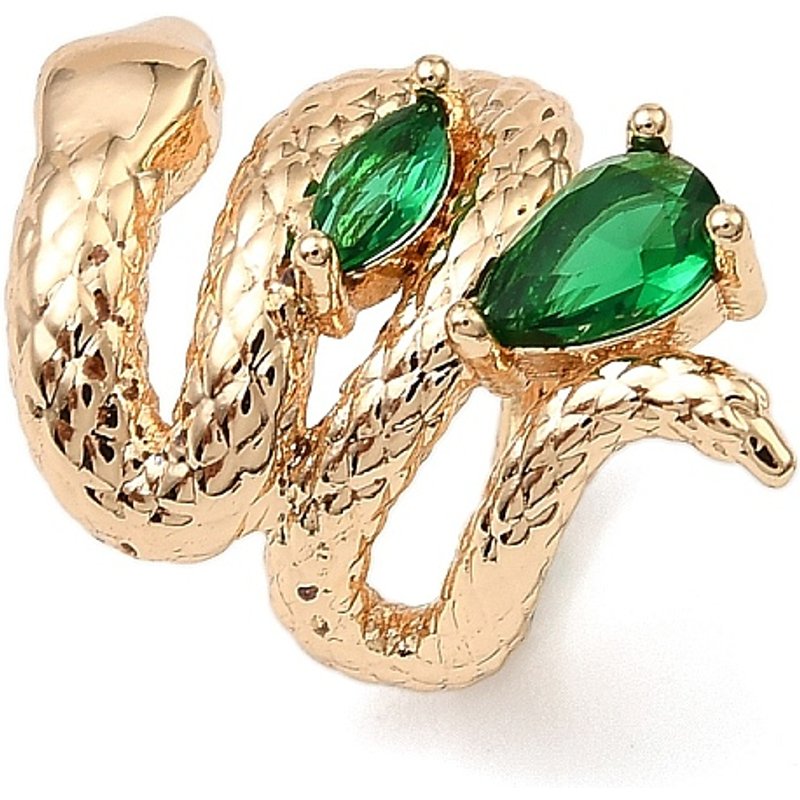Perles en Zircon Cubique Pave en Laiton, Serpent, Grand Trou, Doré — Perles à bijoux