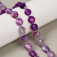 Brins de perles d'agate bandée naturelle, coupe pentagonale facettée, violet foncé — Perles à bijoux