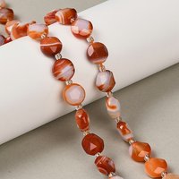 Brins de perles d'agate bandée naturelle, coupe pentagonale facettée, 33pcs — Perles à bijoux