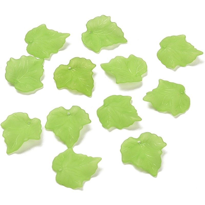 Pendentif en acrylique givré en forme de feuille vert jaune — Breloques et pendentifs