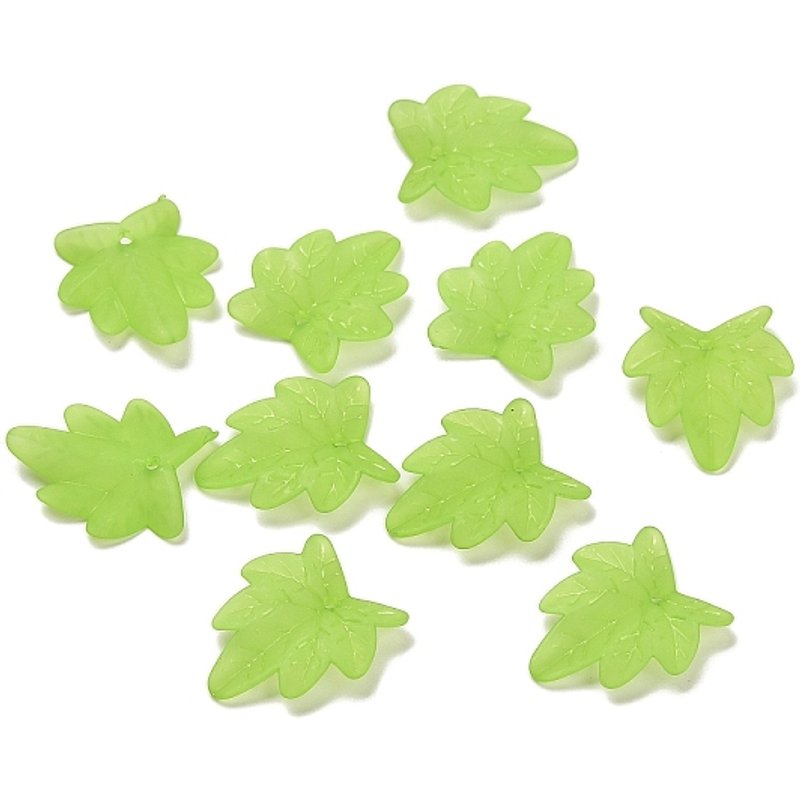 Pendentif en acrylique givré en forme de feuille vert jaune — Breloques et pendentifs