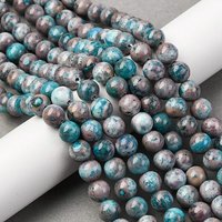 Natural Dyed Marble Beads Strands, Round, Dark Cyan, 8.5mm — Jewelry Beads