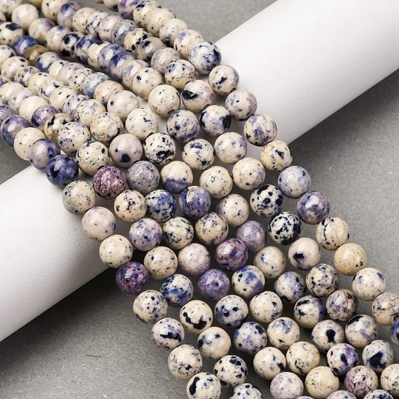 Natural Dyed Marble Beads Strands, Round Indigo, 6.5mm, 64pcs — Jewelry Beads