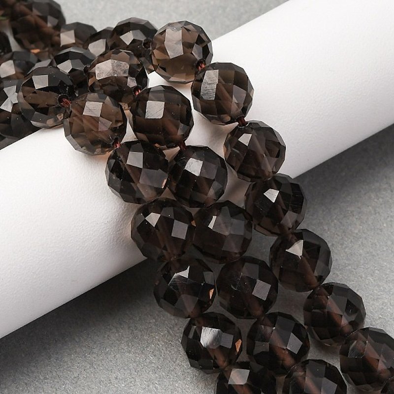 Fils de Perles d'Obsidienne Glacée Naturelle, Ronde Facettée, 10mm — Perles à bijoux