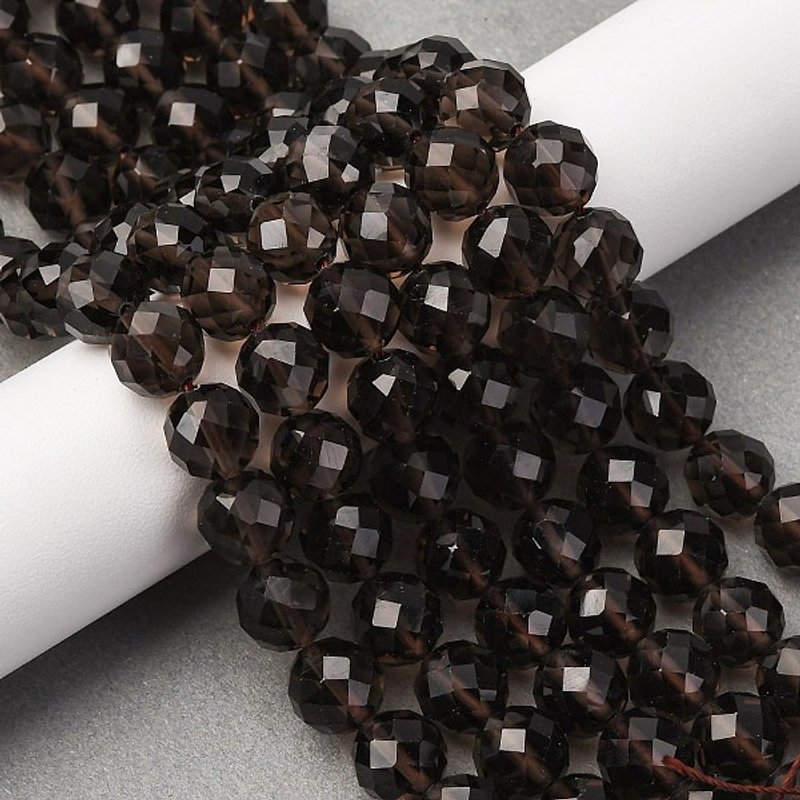 Brins de Perles d'Obsidienne Glacée Naturelle, Ronde Facettée, 10mm — Perles à bijoux