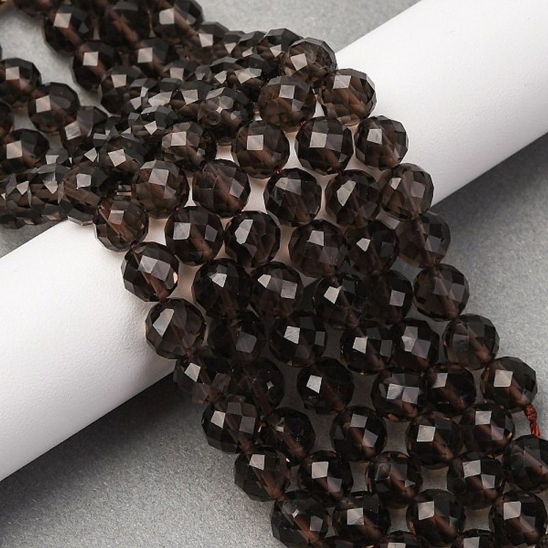 Brins de Perles d'Obsidienne Glacée Naturelle, Ronde Facetée, 8mm, 48pcs — Perles à bijoux
