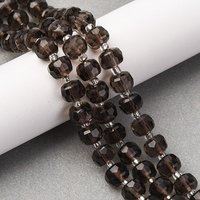 Brins de perles d'obsidienne naturelle Ice avec perles de rocaille, rondelles facettées — Perles à bijoux