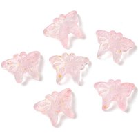 Perles en Verre Papillon avec Poudre d'Or, Rose, 1063pcs/1000g — Perles à bijoux