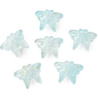 Glass Butterfly Beads with Gold Powder, Light Blue, 1063pcs/1000g — Jewelry Beads