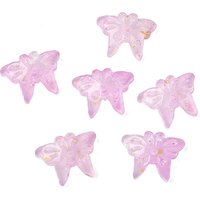 Perles en Verre Papillon avec Poudre d'Or, Orchidée, 1063pcs/1000g