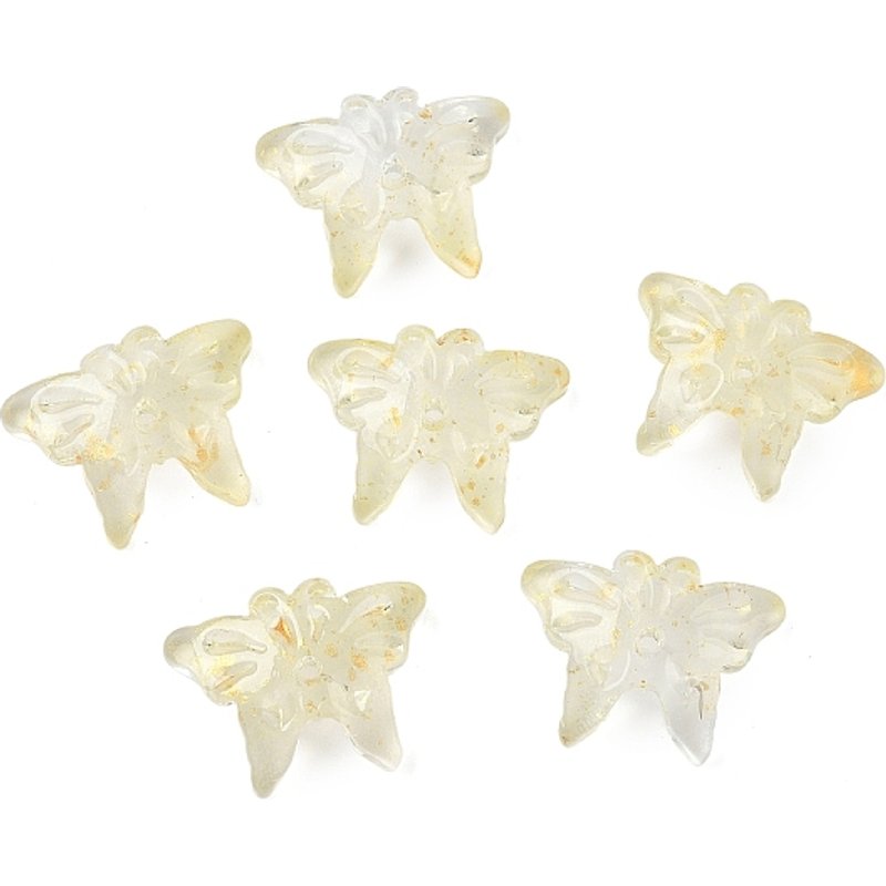 Perles en Verre Papillon avec Poudre d'Or, Jaune Champagne, 1063pcs — Perles à bijoux