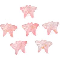 Perles en Verre Papillon avec Poudre d'Or, Rose, 1063pcs/1000g