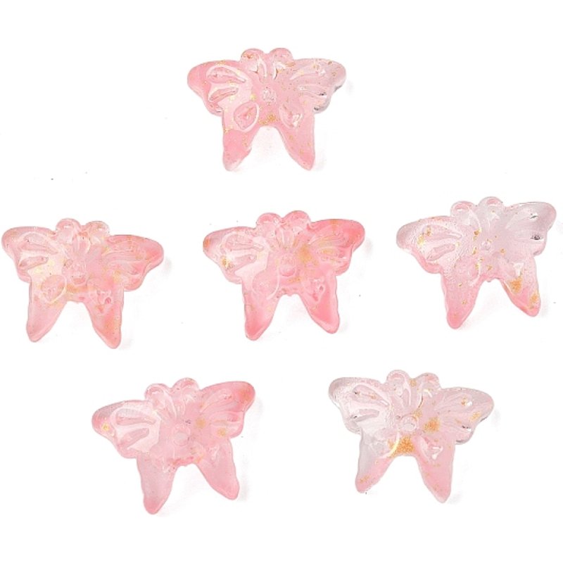 Perles en Verre Papillon avec Poudre d'Or, Rose, 1063pcs/1000g — Perles à bijoux