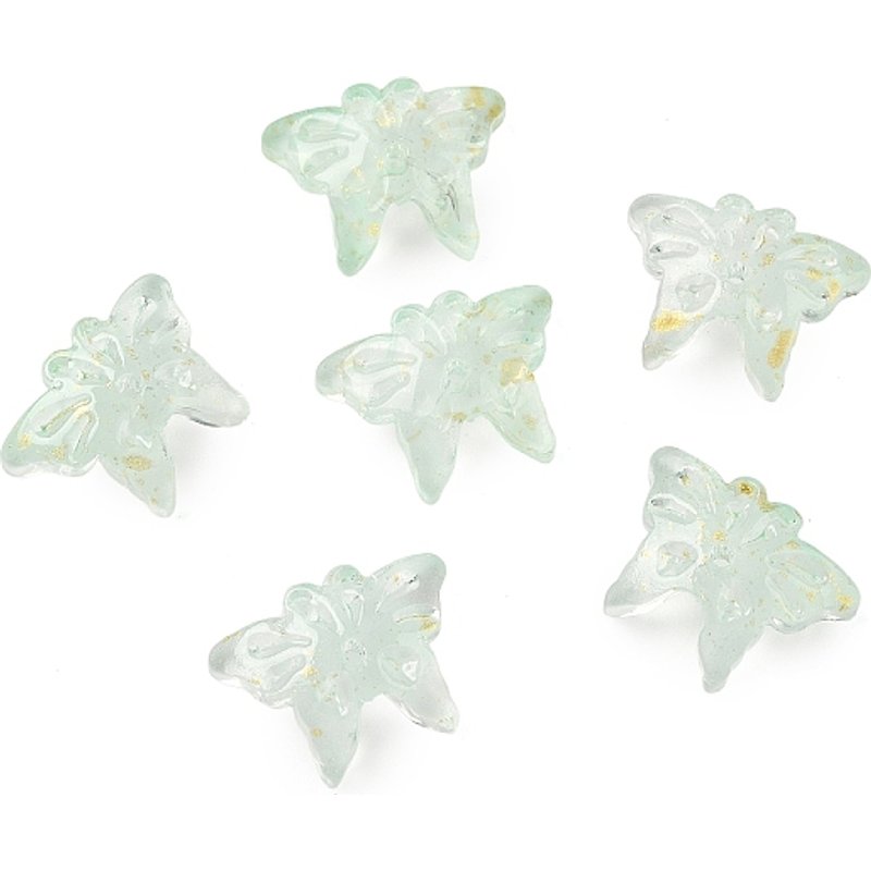 Perles en Verre Papillon avec Poudre d'Or, Vert Clair, 1063pcs — Perles à bijoux