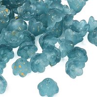 Frosted Glass Bead Cap, 6-Petal Flower, Dark Cyan, 1333pcs/1000g — Jewelry Beads
