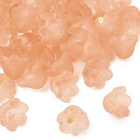 Frosted Glass Bead Cap, 6-Petal Flower with Gold Powder, Coral — Jewelry Beads