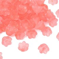 Frosted Glass Bead Cap, 6-Petal Flower, Orange Red, 1333pcs/1000g — Jewelry Beads