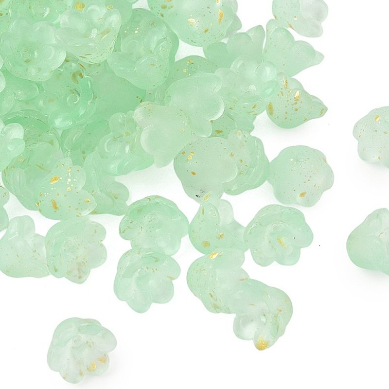 Frosted Glass Bead Cap, 6-Petal Flower in Pale Green — Jewelry Beads