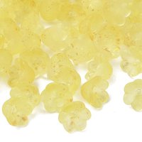 Capuchon de Perle en Verre Givré, Fleur à 6 Pétales, Jaune avec Poudre Dorée