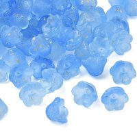Frosted Glass Bead Cap, 6-Petal Flower, Royal Blue, 11x12x8mm — Jewelry Beads