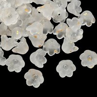 Chapeau de Perle en Verre Givré, Fleur à 6 Pétales avec Poudre d'Or — Perles à bijoux