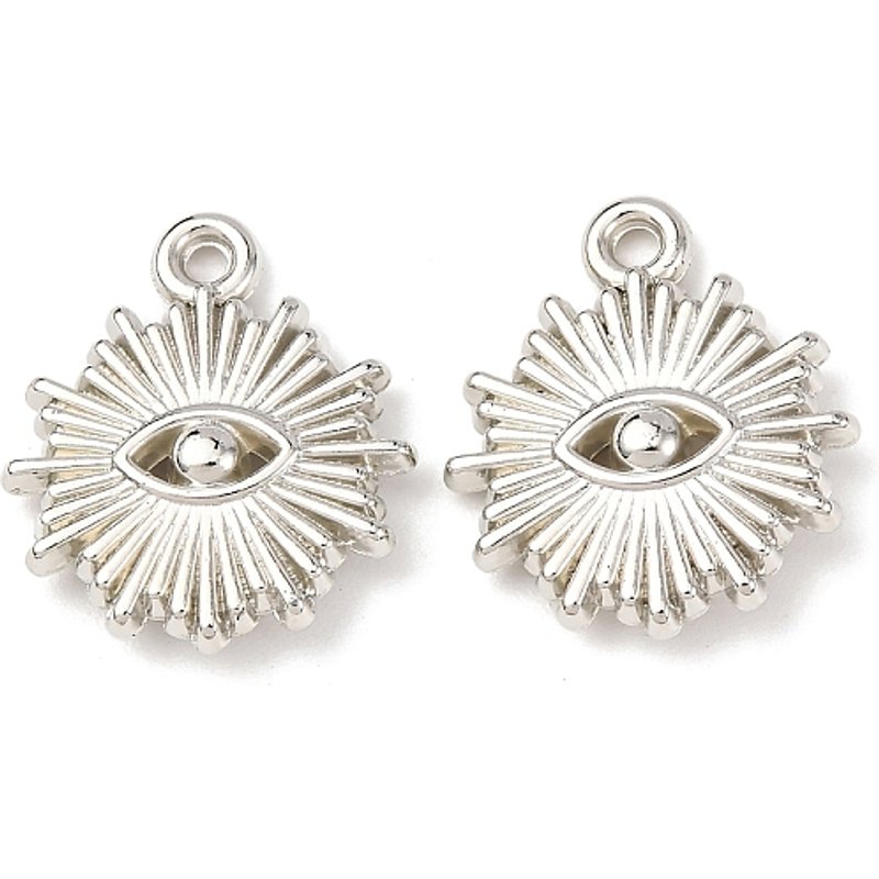CCB Plastic Eye Pendant, Platinum, 17.5x15x3.5mm, Hole: 1.6mm — Charms & Pendants