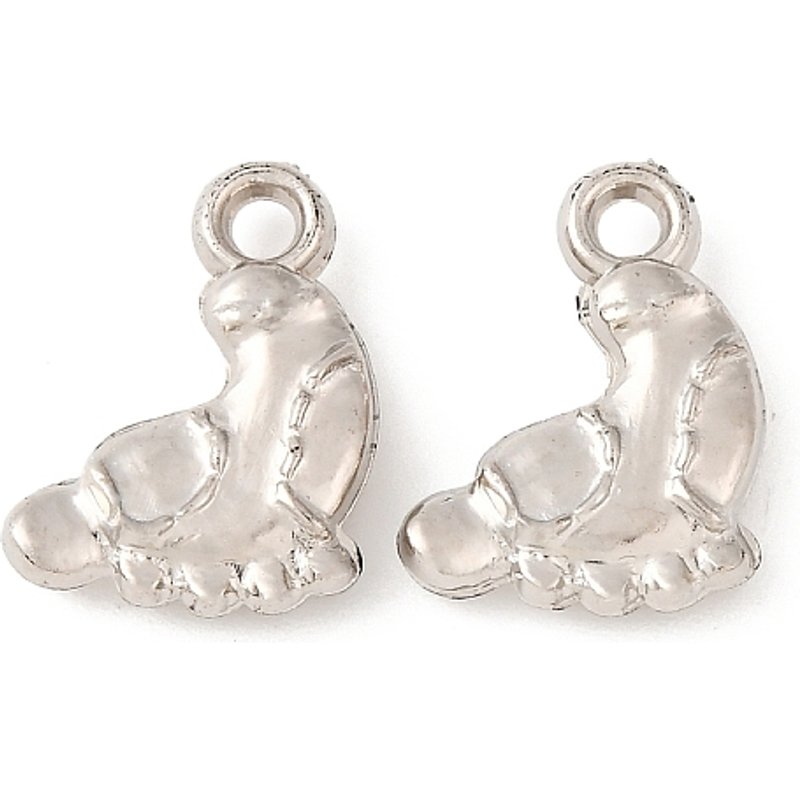 CCB Plastic Foot Pendant, Platinum, 16.5x13x4mm, Hole 2.3mm — Charms & Pendants