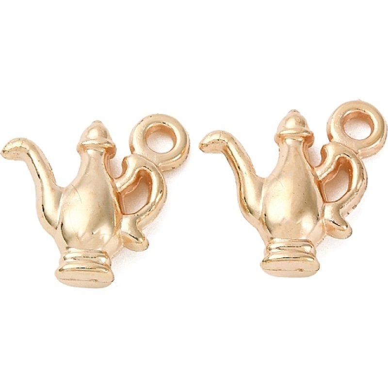 Pendentif en plastique CCB en forme de théière dorée