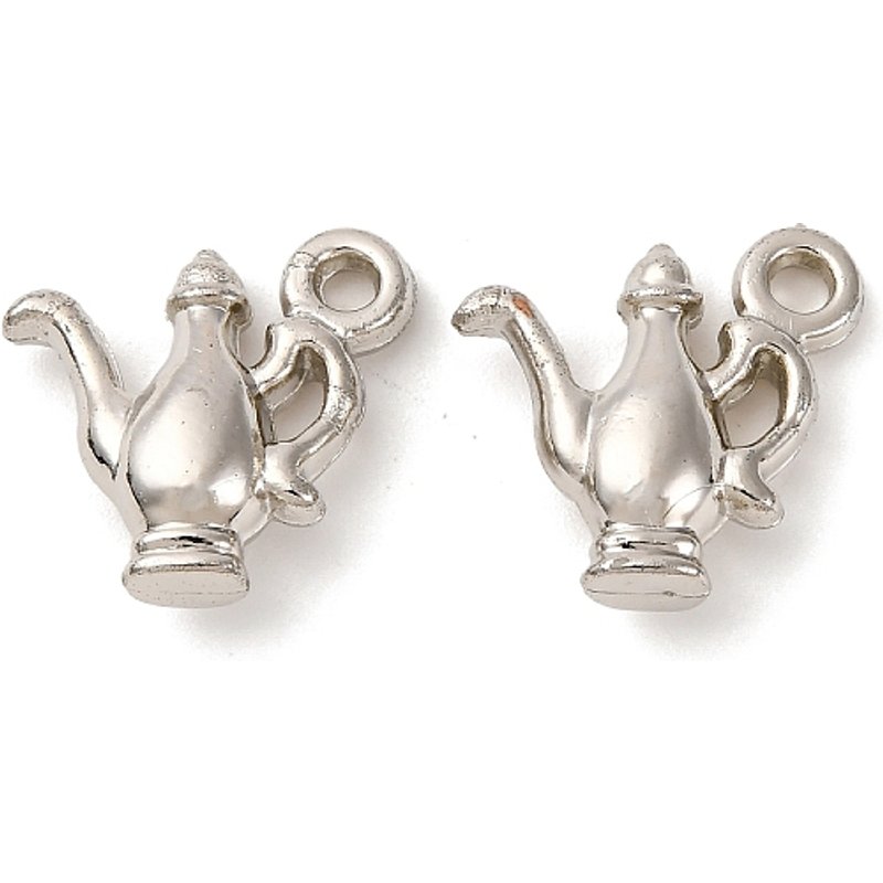 CCB Plastic Teapot Pendant, Platinum, 15.5x16x5.5mm — Charms & Pendants